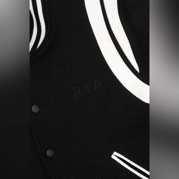 NWT Road to Awe RtA OPHELIE VARSITY JACKET Black white sz Large - Picture 2 of 8